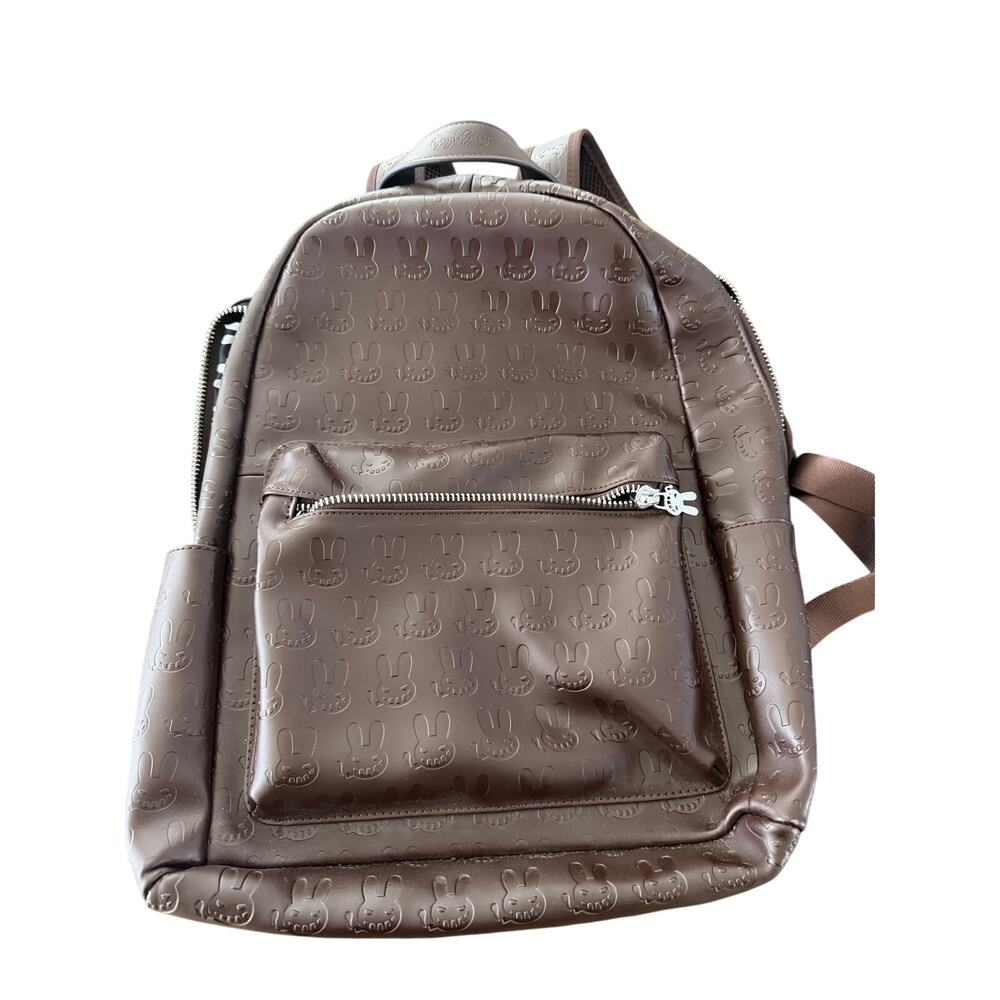 Dr. Zodiak’s Brown Embossed Bunny Leather Backpack Streetwear Designer Bag